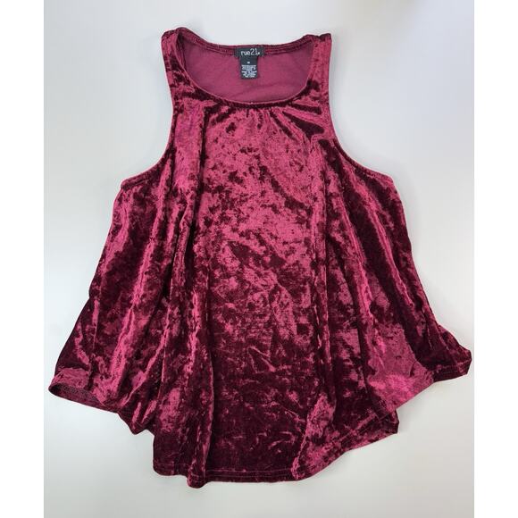 VTG Rue 21 Womens Velvet Flowy Tank M Red Goth Y2K 90s Grunge Boho Beachy Fairy - Picture 1 of 12